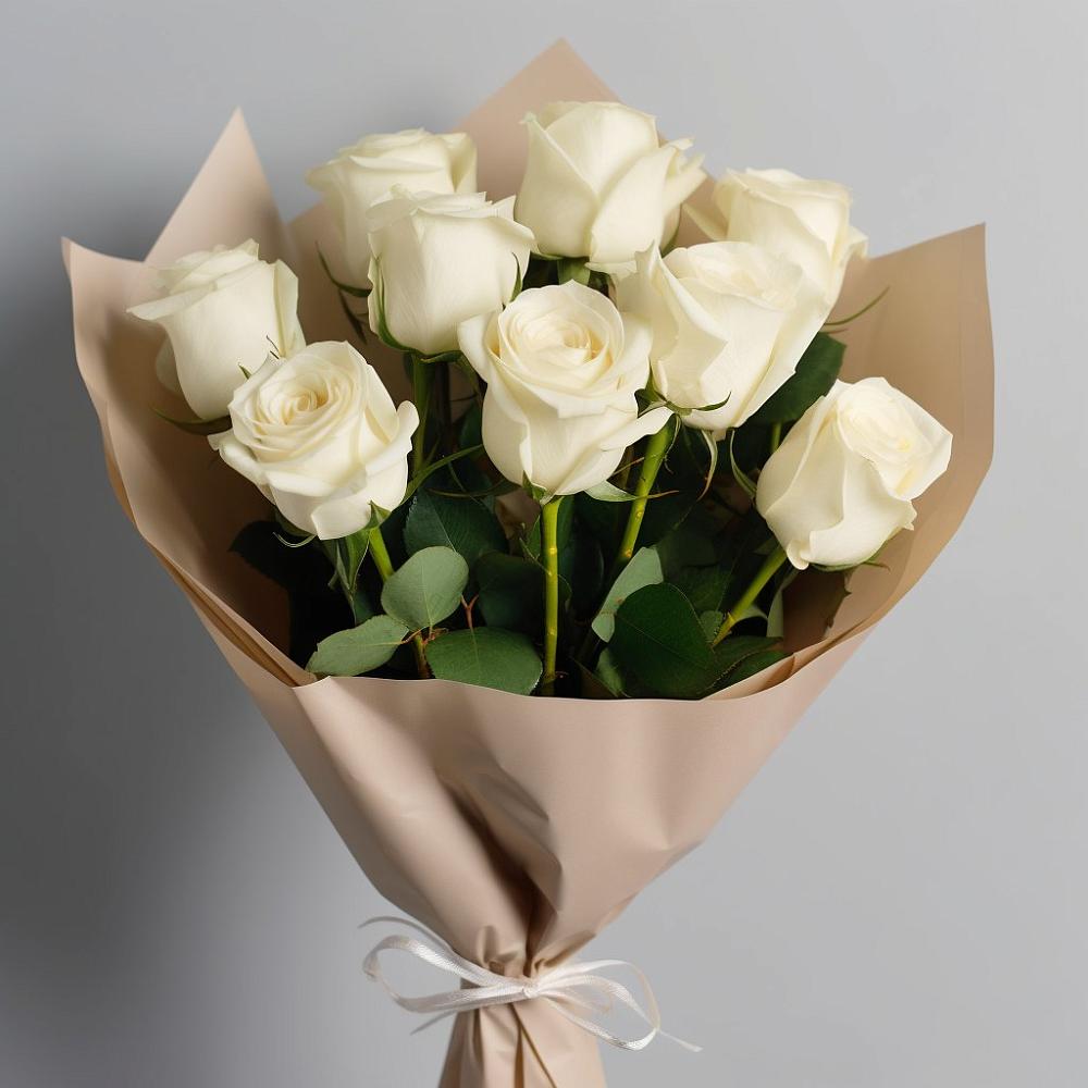 Букет 9 Белых роз Эдлесс Лав в Северный