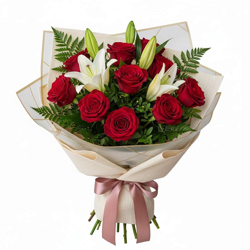 Букет цветов из: Лилии и Розы в Северный