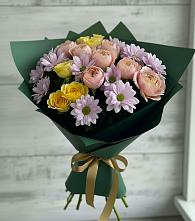 Букет цветов из:  Хризантемы и Розы #REPLACE_PRED# Северный