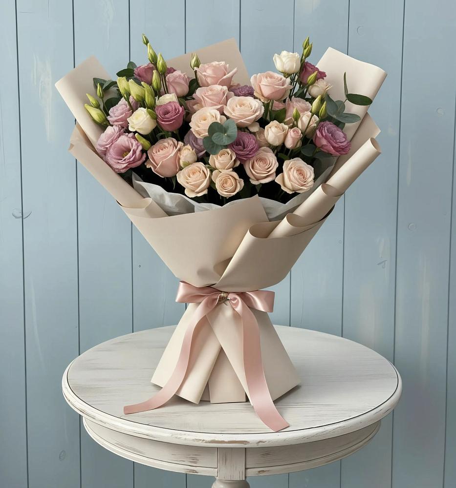 Букет цветов из: Розы и Лизиантусы в Северный