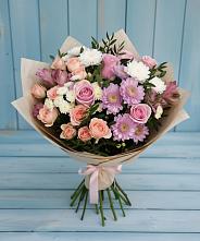 Букет цветов из:  Хризантемы, Розы и Альстромерии в Северный