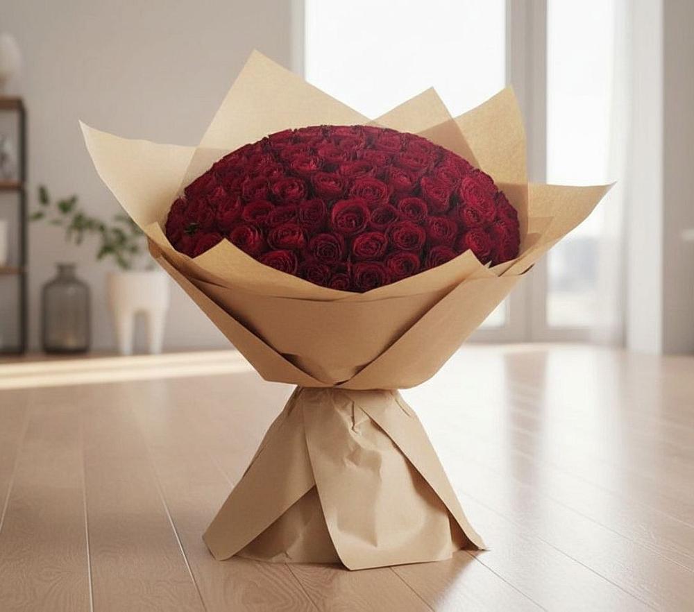 Букет 101 Красная роза в Северный