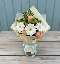 Букет цветов из:  Герберы, Розы и Хризантемы в Северный