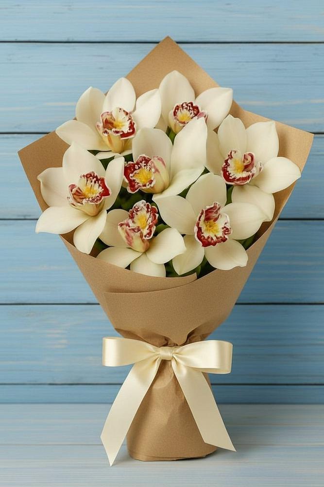 Букет цветов из: Орхидеи и Розы в Северный