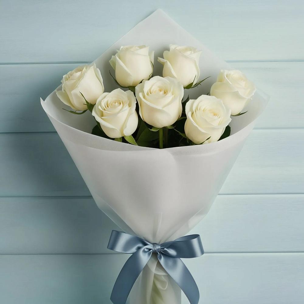 Букет 7 Белых роз Эдлесс Лав в Северный